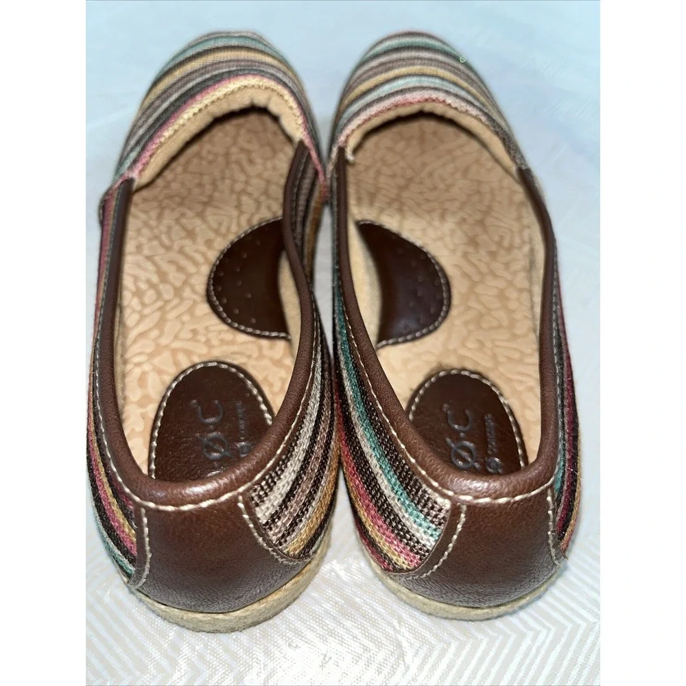 BOC Born Womens Franki Espadrille Flats Sz 6M Striped Slip On Shoes Comfort 90's